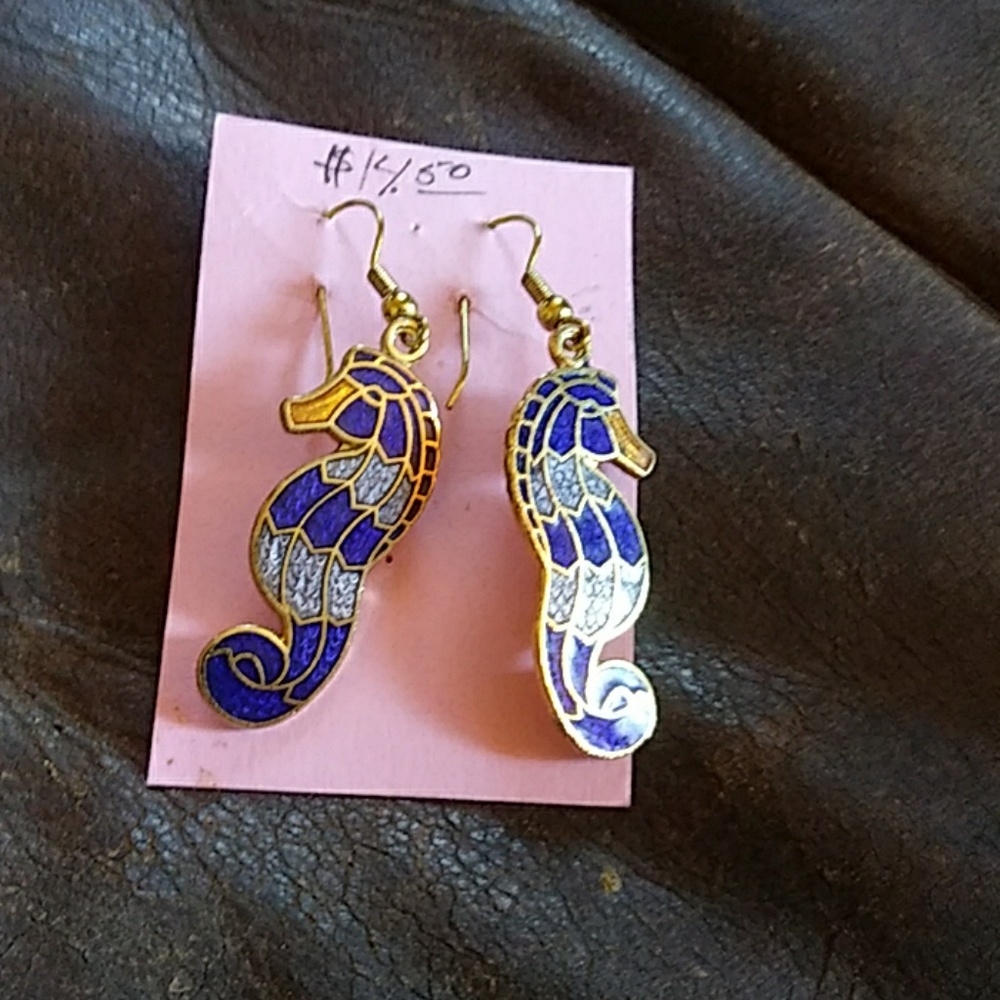 Seahorses Cloisanne earrings